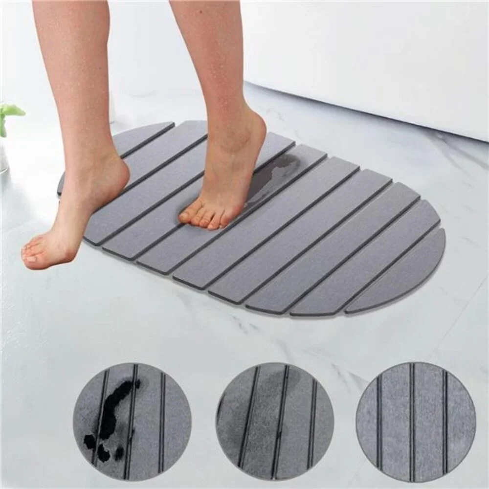 Stone Bath Mat Diatomaceous Earth Foldable Anti Skid Quick Dry Floor Mat